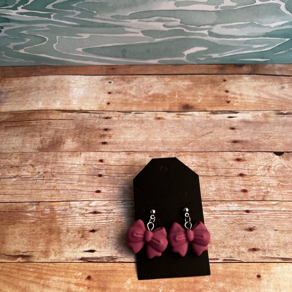 Elegant Dusty Rose Bow Earrings